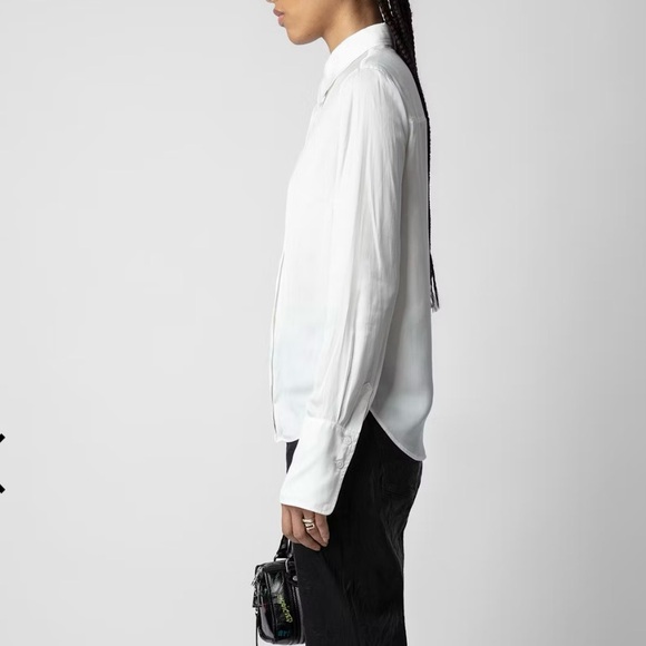 Zadig & Voltaire Tasko Satin shirt white size S - Picture 3 of 11